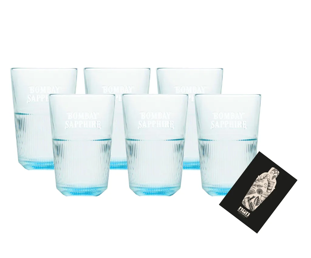 Bombay Sapphire Gin 6x Longdrink Glas 6er Set Gläser In Blau Mit Relief 3 Bombay Sapphire Gin 6x Longdrink Glas 6er Set Gläser In Blau Mit Relief