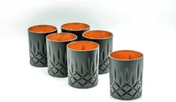 Nachtmann Noblesse 6er-Set Black Edition Whisky Gläser 295 Ml I Spülmaschinenfest I Wasserglas Coloured By EKM (schwarz/kupfer) + 6er-Set EKM Living Trinkhalme Schwarz