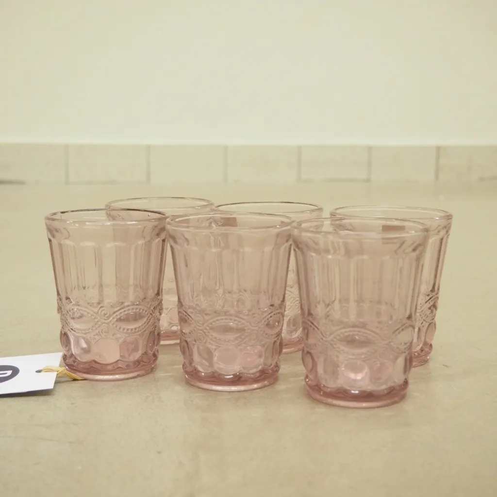 Wassergläser Solange Reliefmuster 6xSet Rosa Transparent 265ml 4 Wassergläser Solange Reliefmuster 6xSet Rosa Transparent 265ml – Bild 2