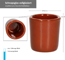 MamboCat 12er Ton Schnapsbecher 50 Ml Vollglasiert Shot-Glas Mediterran Unikat Handarbeit Tonbecher -Tassenladen 1b9464e82415ad9215d7a2092e130cd9