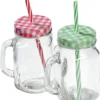 2 Gläser Mit Deckel, Griff Und Strohhalm, Trinkhalm Einmachgläser -Tassenladen 1e3d8e43e5f2dcab08c2977568f46be7