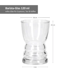6tlgSet Barista-Gläser Espresso Tee Kaffee 120ml Glas Theke Mini-Bar Servier-Geschirr Tafel Gastro -Tassenladen 26f093f43d8f5d23a730b09824a9f6d4