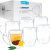 Wessper Doppelwandig Kaffeegläser Mit Henkel, 6 Stück X 350 Ml, Großes Hitzebeständiges Doppelwandglas, Thermogläser, Kaffeegläser Temperaturbeständig Mokkatassen, Teegläser, Latte Machiatto Gläser -Tassenladen 2f278a662de2119f68a07e10e08fa662