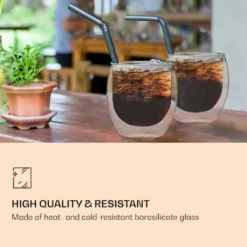 DUOS 6X 410ml Jumbo Doppelwandige Thermo-Gläser + 6X Edelstahl-LÖFFEL, Für Latte Macchiato, Cocktails, Vorspeisen By Feelino -Tassenladen 302b02e48be9638bb4bcefd7ecb36b11