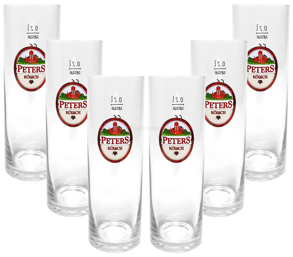 Peters Kölsch Stangen Bierglas Glas Gläser-Set - 6x Stangen 0,2l 3 Peters Kölsch Stangen Bierglas Glas Gläser-Set - 6x Stangen 0,2l