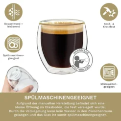 Creano Doppelwandige Espresso-Gläser, 4er-Set 100ml Thermo-Gläser Mit Schwebe-Effekt -Tassenladen 3e0340b6a58bcf25308e4877bac67977