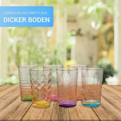 6 X Trinkglas Bunt Wasserglas Wassergläser Trinkgläser Glas Gläser Saftglas -Tassenladen 55e3dd457648c90f1145f32ee33e2265