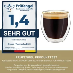 Creano Doppelwandige Espresso-Gläser, 4er-Set 100ml Thermo-Gläser Mit Schwebe-Effekt -Tassenladen 60b5534962f8254466d484c1de88b9f1