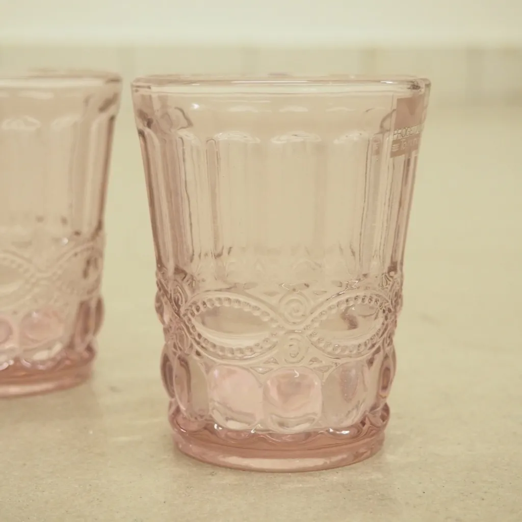 Wassergläser Solange Reliefmuster 6xSet Rosa Transparent 265ml 3 Wassergläser Solange Reliefmuster 6xSet Rosa Transparent 265ml