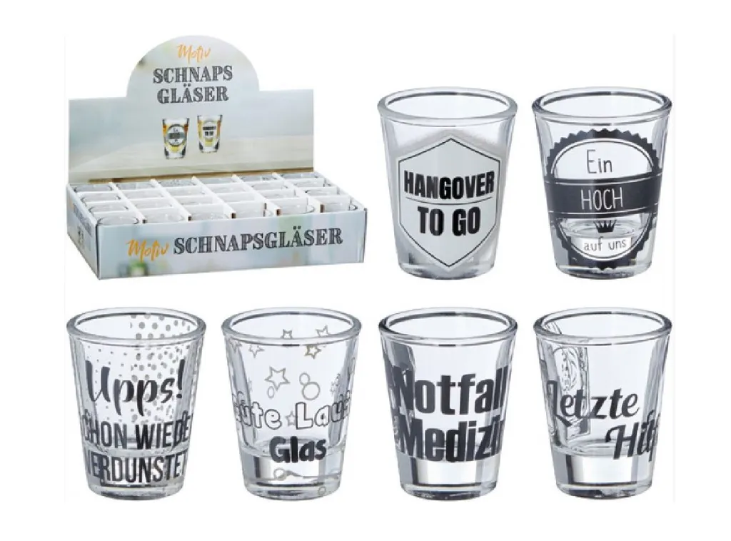 Schnapsgläser Shooter Stamper Partygläser 40 Ml / 4 Cl Mit Lustigen Sprüchen 24 Stück 6-fach Sortiert 3 Schnapsgläser Shooter Stamper Partygläser 40 Ml / 4 Cl Mit Lustigen Sprüchen 24 Stück 6-fach Sortiert