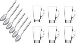 6 Kaffeegläser 300ml Mit Henkel Mit 6 Löffel Teegläser Latte Macchiato Gläser