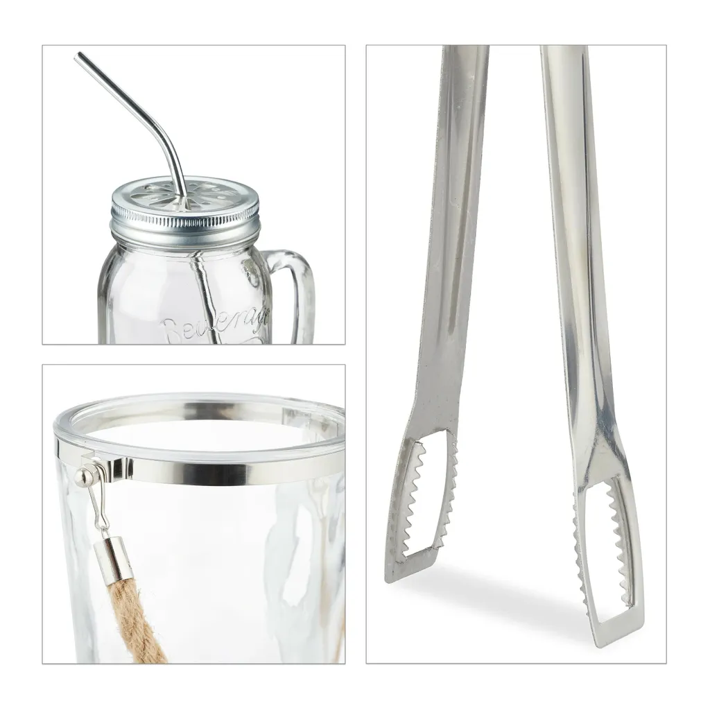 Relaxdays 4 Trinkgläser Mit Deckel Und Zubehör 10 Relaxdays 4 Trinkgläser Mit Deckel Und Zubehör – Bild 8