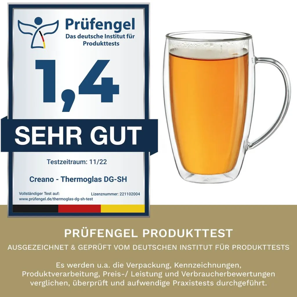 Thermoglas Mit Henkel „DG-SHH“ 400 Ml,4er Set 7 Thermoglas Mit Henkel „DG-SHH“ 400 Ml,4er Set – Bild 5