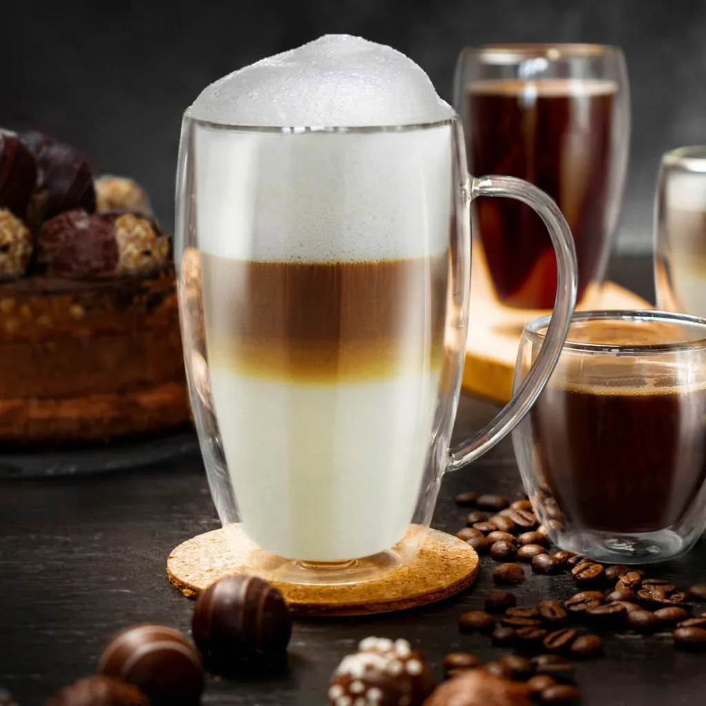 Thermoglas Mit Henkel „DG-SHH“ 400 Ml,4er Set 4 Thermoglas Mit Henkel „DG-SHH“ 400 Ml,4er Set – Bild 2