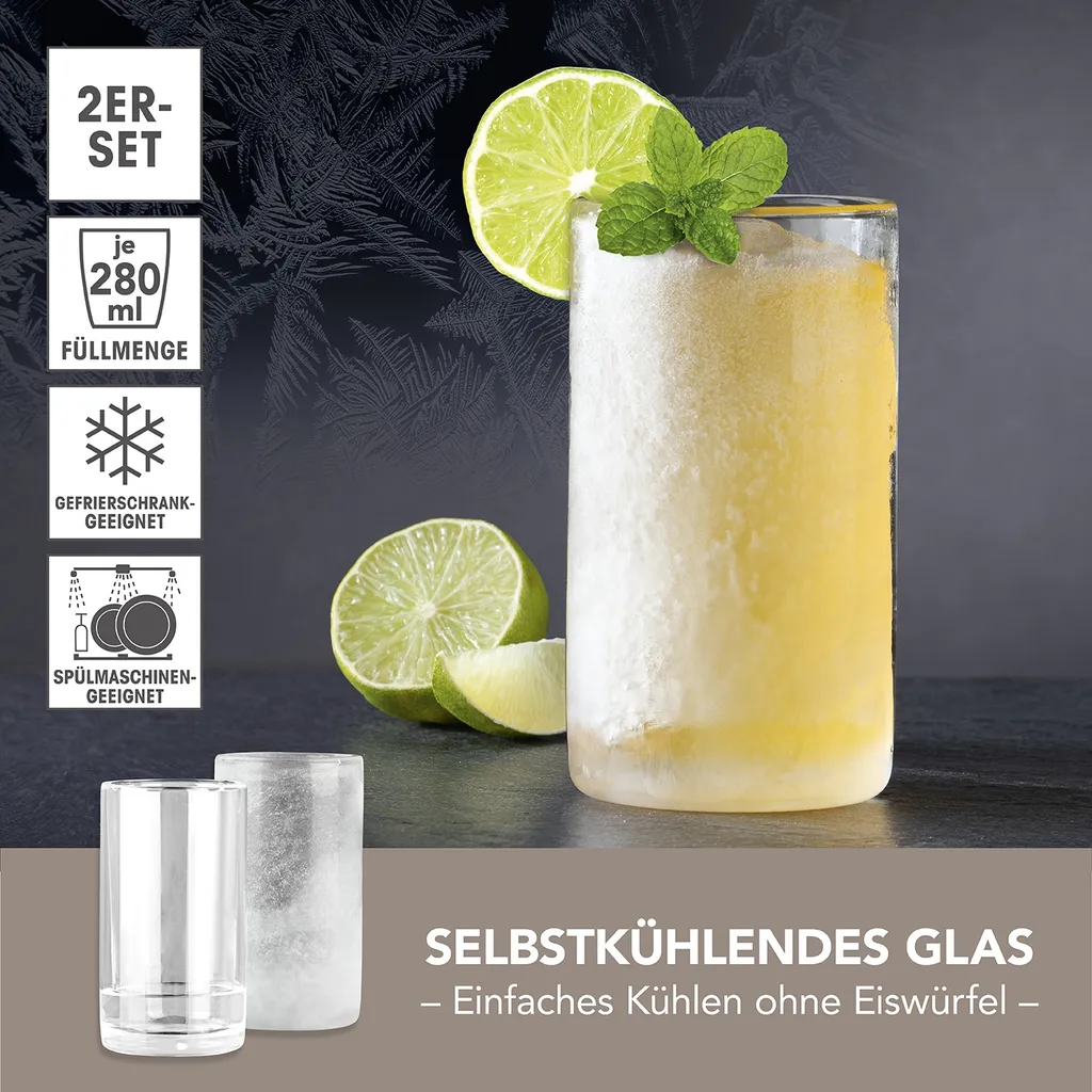 GOURMETmaxx Glas Selbstkühlend - 2er-Set Je 280 Ml 4 GOURMETmaxx Glas Selbstkühlend - 2er-Set Je 280 Ml – Bild 2