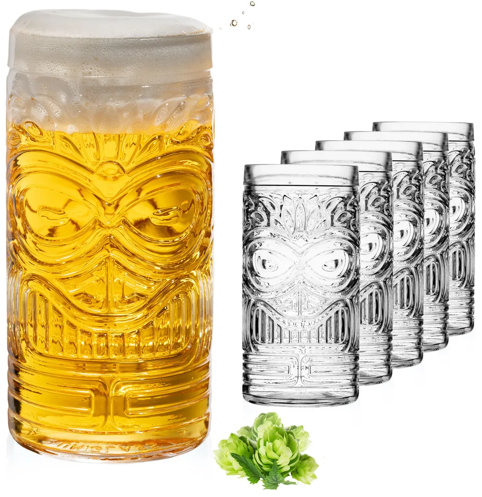 Tiki Gläser Set 6-Teilig Hoch Aus Glas 450ml (max. 500ml) Cocktailgläser Biergläser 3 Tiki Gläser Set 6-Teilig Hoch Aus Glas 450ml (max. 500ml) Cocktailgläser Biergläser