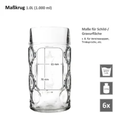 6er Set Maßkrug 1 Liter Geeicht Bierkrug Mit Henkel Bierglas Perfekt Geeignet Für Gastronomie -Tassenladen b58864aaaf3ccd47370656434c6695c5