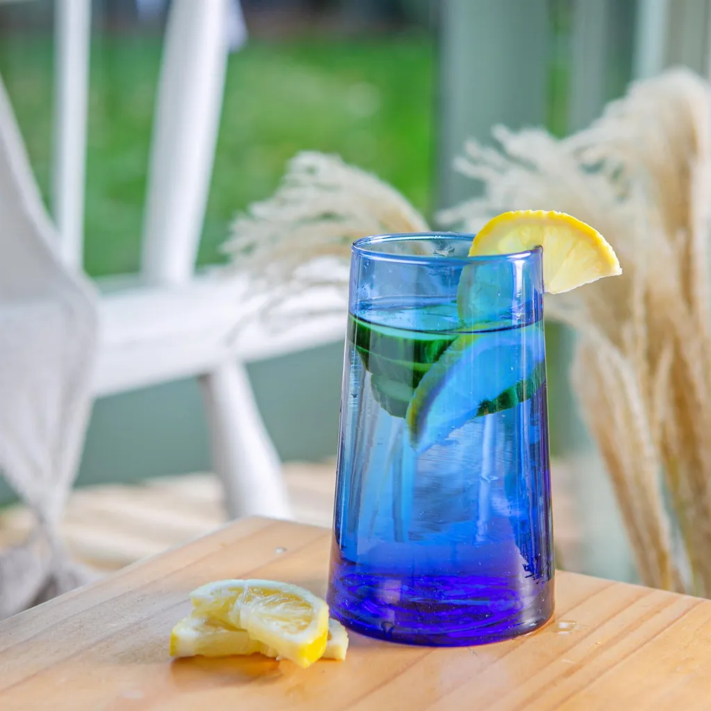 Nicola Spring 6 Stück Merzouga Recycled Longdrinkgläser Set - Trinkglas - 320ml - Blau 6 Nicola Spring 6 Stück Merzouga Recycled Longdrinkgläser Set - Trinkglas - 320ml - Blau – Bild 4