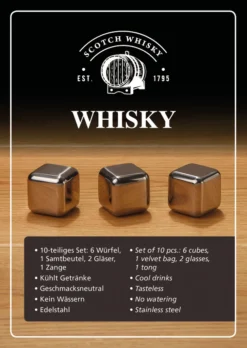 Whisky Geschenk-Set Mit 2 Gläsern, Eiswürfeln Aus Edelstahl, Zange, Samtbeutel In Einer Schönen Holzbox -Tassenladen c5ae1d537772871b0c96b70aed3fde12