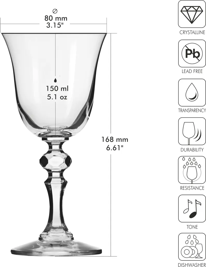 KROSNO Weiß-Weinglas | Set Von 6 | 150 ML | Krista Kollektion | Kristallglas | Weißweingläser | Perfekt Für Zuhause, Restaurants Und Partys | Spülmaschinenfest 4 KROSNO Weiß-Weinglas | Set Von 6 | 150 ML | Krista Kollektion | Kristallglas | Weißweingläser | Perfekt Für Zuhause, Restaurants Und Partys | Spülmaschinenfest – Bild 2