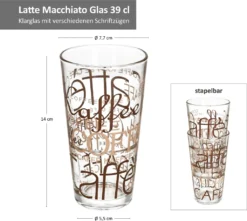 6er Latte Macchiato Gläser-Set 370 Ml Stapelbar Kaffee-Glas Cappuccino -Tassenladen cb7efb313cddaeb352237cbc94ae2d53