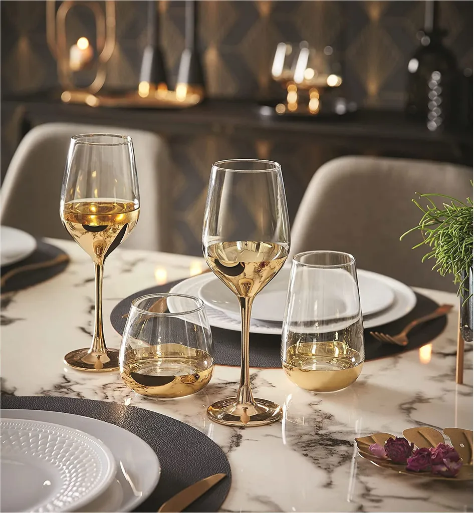 CreaTable 23461 Golden Days Weinglas 350 Ml, Klar (4er Pack) 5 CreaTable 23461 Golden Days Weinglas 350 Ml, Klar (4er Pack) – Bild 3