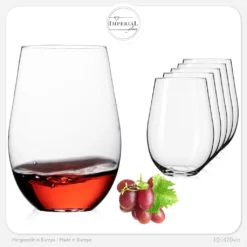 IMPERIAL Moderne Weingläser Ohne Stil Aus Glas 570ml Set 6-Teilig Groß -Tassenladen cfb019db5a6cc4a32a8645c767e0f0db