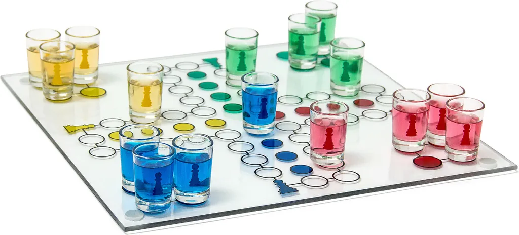 Relaxdays 10010181 Drinking Ludo Spiel, Partyspiel Für Erwachsene, Brett, 2 Würfel & 16 Shotgläser, Lustiges Trinkspiel 3 Relaxdays 10010181 Drinking Ludo Spiel, Partyspiel Für Erwachsene, Brett, 2 Würfel & 16 Shotgläser, Lustiges Trinkspiel