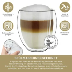 Creano Doppelwandige Gläser 400ml „DG-Bauchig“, 4er Set, Großes Thermoglas Doppelwandig Aus Borosilikatglas, Kaffeegläser, Teegläser, Latte Gläser, Doppelwandgläser -Tassenladen f21f88c5ee2986d8bb2d24085fd71ce5