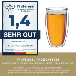 Creano Doppelwandiges Thermoglas 400ml „DG-SH“, Großes Doppelwandglas Aus Borosilikatglas, Doppelwandige Kaffeegläser, Teegläser, Latte Gläser 4er Set -Tassenladen f61ad3ee3dba673d42ccd0dd796c0990